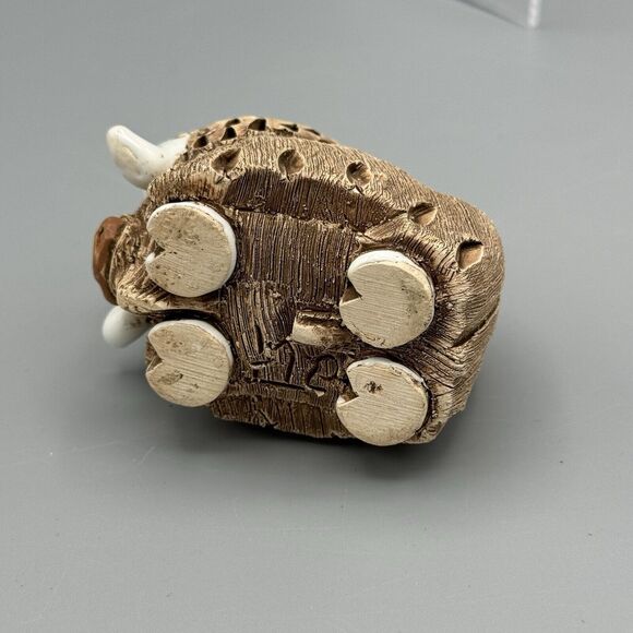 Vtg Artesania Rinconada Classic Musk Ox Figurine Signed Uruguay #2 Glazed Accent - Picture 7 of 9